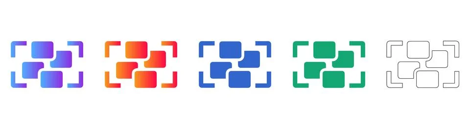 Grouped Focus Frame Icon Set イラスト素材