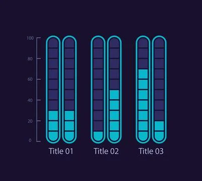 Grouped fragmented infographic chart design template for dark theme Stock Illustration