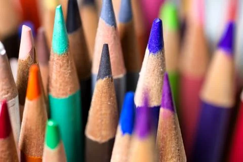 grouping of colored pencils