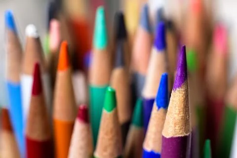Grouping of Colored Pencils Stock Photos