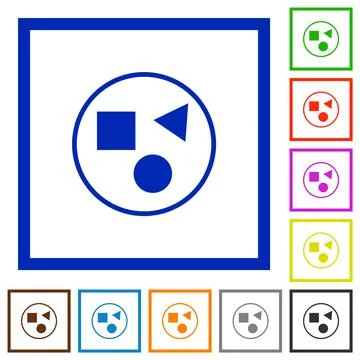 Grouping elements flat framed icons Stockillustratie