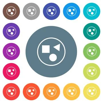Grouping elements flat white icons on round color backgrounds Illustrazione stock