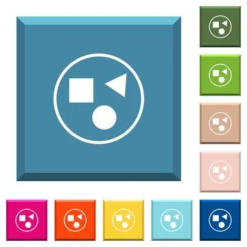 Grouping elements white icons on edged square buttons Illustrazione stock