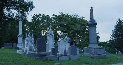 Grouping Of Monuments And Graves In Brooklyn 스톡 동영상 94376371