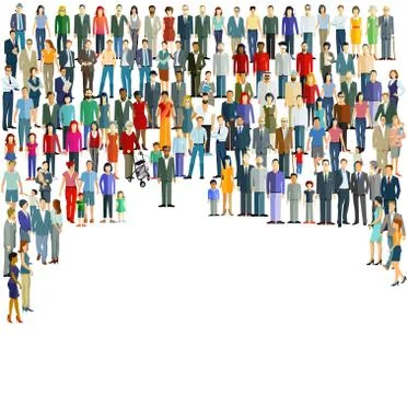 Groups and crowds on a place Stock Illustration