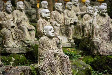 Groups of buddhist arhat stone statue Stock Photos