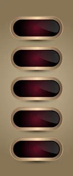 Groups of buttons in Premium red gradient button exude in luxury, FIVE Gold.. Stock Illustration