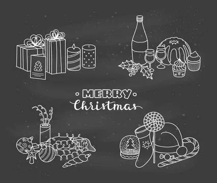 Groups of Christmas items. Stock Illustration