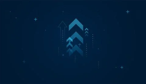 The Groups of digital blue arrow uptrend design showcases multiple arrows r.. Stock Illustration