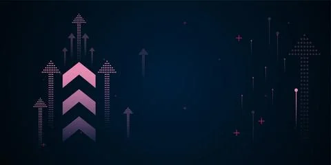 Groups of Dotted arrows and data lines suggest analytics or stock trends, m.. Stock Illustration