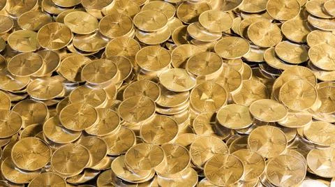 Groups of Etherum coins on table. Stock Illustration