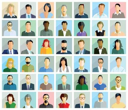 Groups Faces Person Portrait Stock Illustration