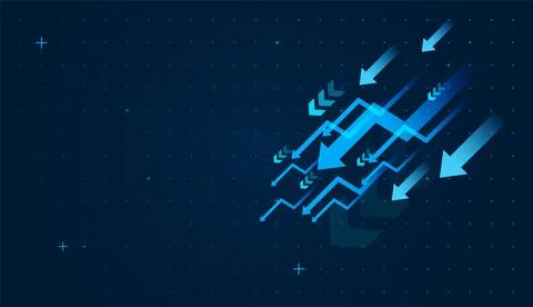 A groups of falling down arrow and Multiple falldown layered blue arrows re.. Stock Illustration