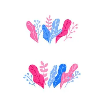 Groups of fluid leaves with texture. Illustrazione stock