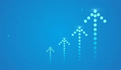 Groups of Futuristic dotted arrow design showing positive upward movement i.. Stock Illustration