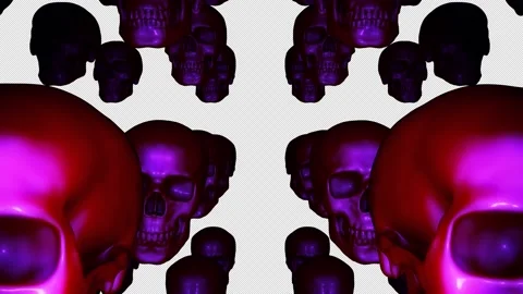 Groups Of Halloween Skulls Move Vertically And Jiggle In Seamless Loop Stock Footage 141655088