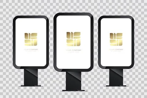 Groups of LED screen display mock up design and vertical blank template of .. Stock Illustration