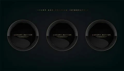 Groups of Luxury cicle shape buttons on dark background with geometric shap.. Stock Illustration