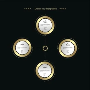Groups of Luxury circle multipurpose Infographic template, a gold element o.. Stock Illustration