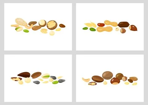 Groups of nuts. Stock Illustration