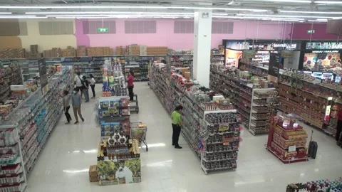 Groups of people shopping at Big C supermarket. Stock Footage 250426960