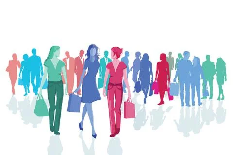 Groups of People shopping Stock Illustration