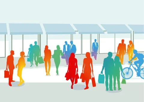 Groups of People shopping Stock Illustration