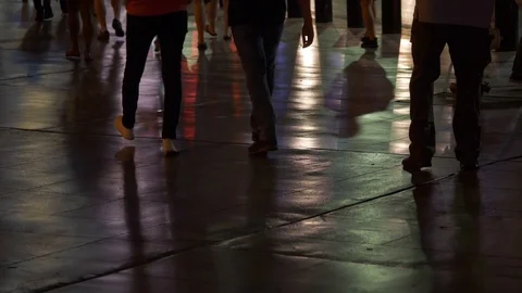 Groups of People Walking At Night 스톡 동영상 101852812