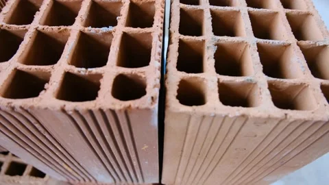 Groups of red bricks standing side by side Stock Footage 152915963