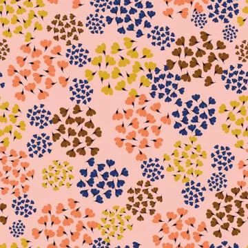Groups of simple flowers seamless vector pattern Illustrazione stock