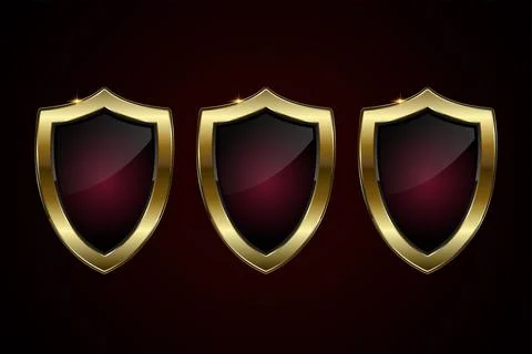 Groups of three buttons in luxury style majestic shield-shaped button featu.. Stock Illustration