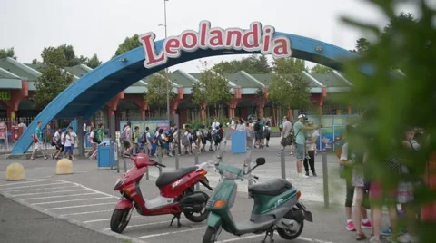 Groups of tourists and students come to the park of miniatures Leolandia Stock Footage 51876028