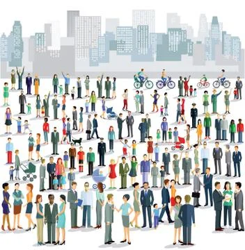 Groups of townspeople Stock Illustration