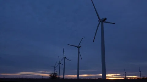 Groups of wind turbines in the field Stock-Footage 87997764