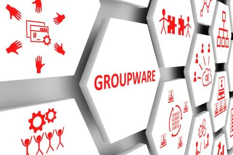 GROUPWARE concept cell background 3d illustration Stock Illustration