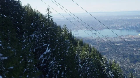 Grouse Mountain View Gondola Close Trees- 4k 動画素材 70150583