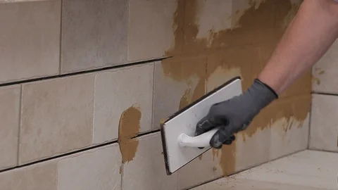 Grouting tiles Stock Footage 111866111