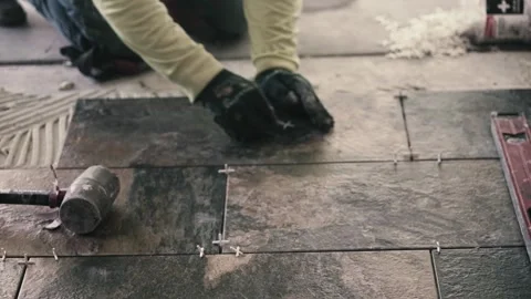 Grouting  Tiles Stock Footage 288663431