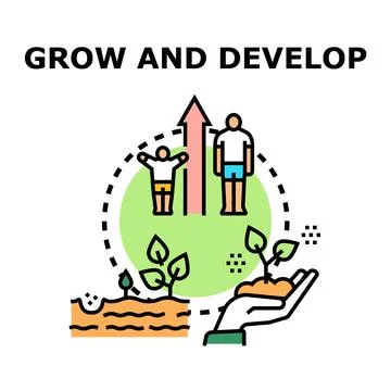 Grow and develop concept presenting human and plant evolution Stock Illustration