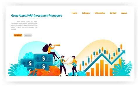 Grow asset of financial investors with market investment choices with finance Stock Illustration