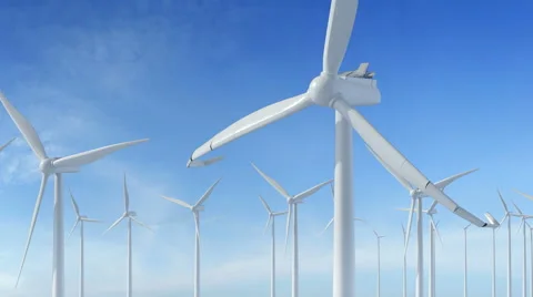 Grow up building wind turbines generating energy Stock Footage 66605105