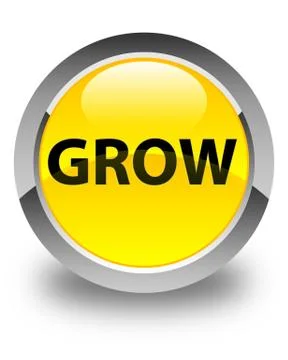 Grow glossy yellow round button Stock Illustration