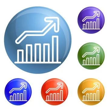 Grow up graph icons set vector 스톡 일러스트