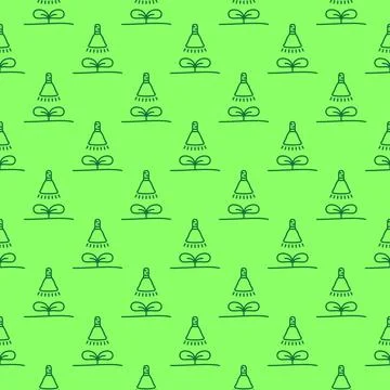 Grow Light Bulb with Sprout vector thin line green seamless pattern Stock Illustration