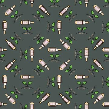 Grow Light Led Bulb vector colored seamless pattern Stock Illustration