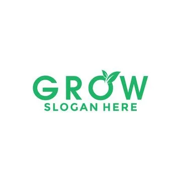 Grow logo design lettering vector template, letter O with leaf logo vector Illustrazione stock