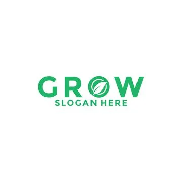 Grow logo design lettering vector template, letter O with leaf logo vector Stock Illustration