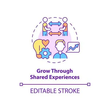 Grow through shared experiences concept icon Stock Illustration