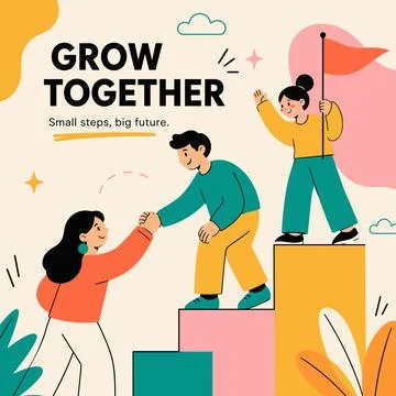 Grow Together Teamwork Stock Illustration