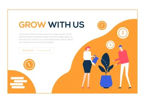 Grow with us - flat design style colorful web banner Stock Illustration